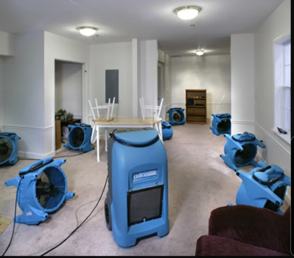 Air movers and dehumidifier setup for Water Extraction & Removal in Gloversville